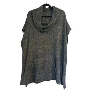 Bryn Walker Gray Kangaroo Pocket Poncho Cowl Neck Tunic Italian Fabric Size XL